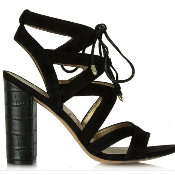 Sam Edelman Yardley Suede/Crocodile Lace-Up Heels - Picture 3 of 8